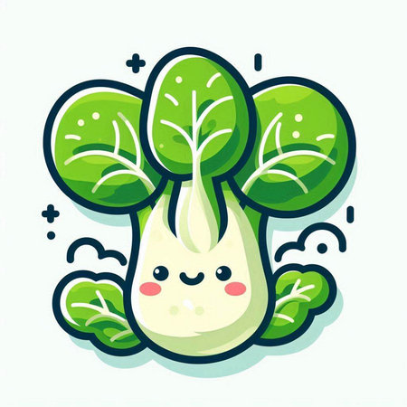 Cute kawaii bok choy. Vector illustration.のイラスト素材