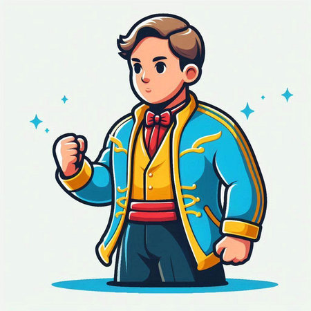 Vector illustration of a boy in a royal suit. Cartoon style.のイラスト素材