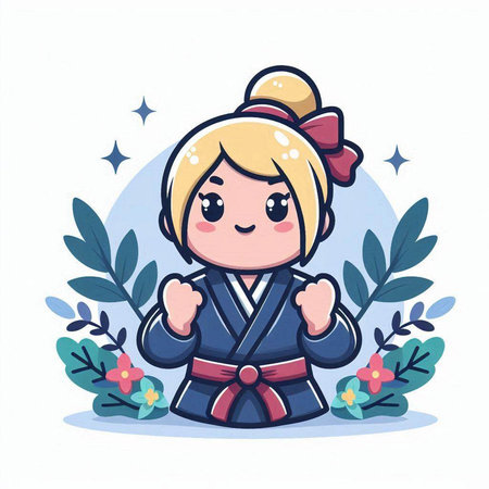 Kokeshi doll in kimono with flower wreath vector illustrationのイラスト素材
