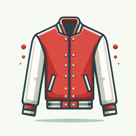 Illustration of a red jacket on a white background, vector illustrationのイラスト素材