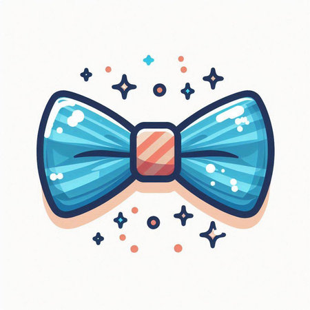 Blue bow tie isolated on white background. Vector illustration in cartoon style.のイラスト素材