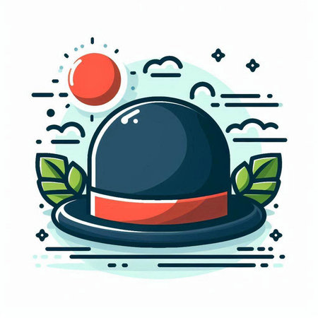 Hat with bowler hat on white background. Vector flat illustration.のイラスト素材