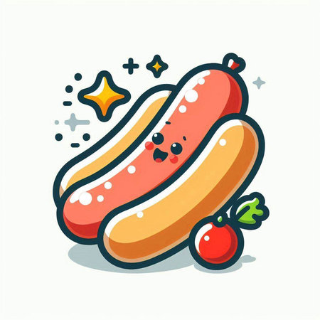 Hot dog. Vector illustration. Isolated on a white background.のイラスト素材