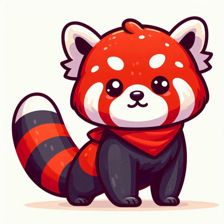 Cute red panda cartoon character. Vector illustration of a cute animal.のイラスト素材