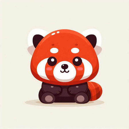 Cute red panda cartoon character. Cute animal vector illustrationのイラスト素材