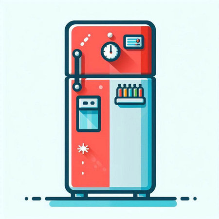 Vector illustration of refrigerator in flat design style. Colorful icon of household appliances.のイラスト素材