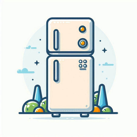 Refrigerator icon in flat style. Refrigerator vector illustration.のイラスト素材