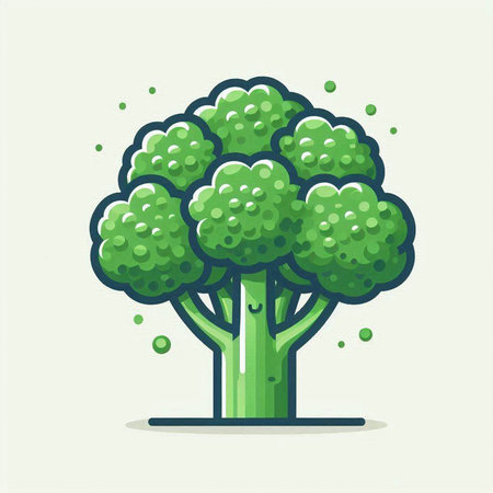 Broccoli flat vector illustration. Broccoli vegetable icon. Vegetable icon.のイラスト素材