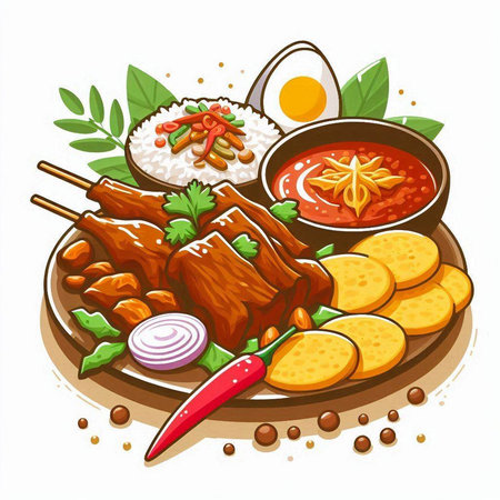 Illustration of a traditional dish of Korean cuisine. Suitable for greeting card, poster and banner.のイラスト素材