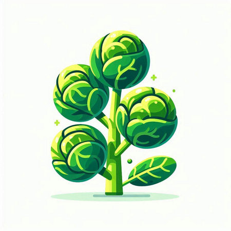 Brussels sprouts vector illustration. Isolated on white background.のイラスト素材