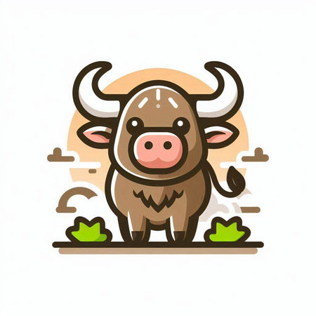 Cute cartoon cow in flat style. Farm animal. Vector illustration.のイラスト素材