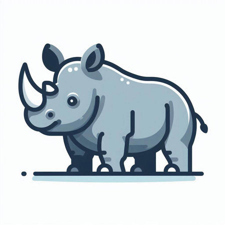 Rhinoceros isolated on a white background. Vector illustration.のイラスト素材