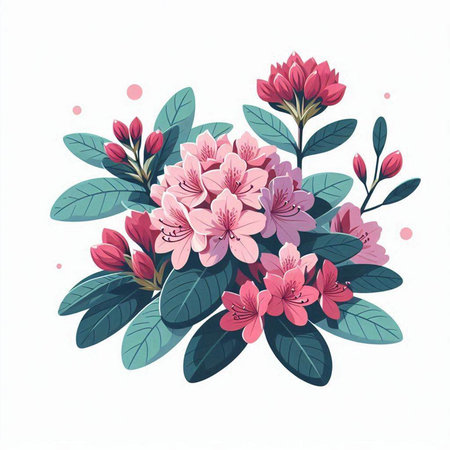 Bouquet of rhododendrons. Vector illustration.のイラスト素材