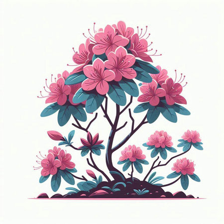Rhododendron flowers. Vector illustration for your design.のイラスト素材