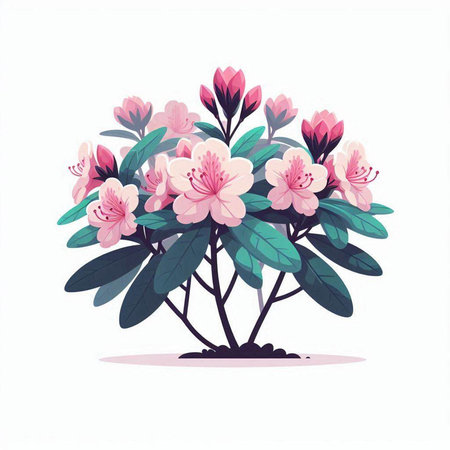 Bouquet of pink rhododendrons. Vector illustration.のイラスト素材