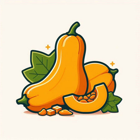 Pumpkin vector illustration. Vector illustration of a pumpkin with leaves.のイラスト素材