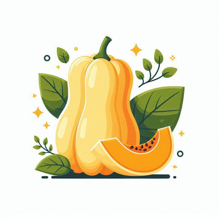 Pumpkin and melon on a white background. Vector illustration.のイラスト素材