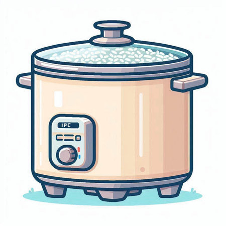 Illustration of a rice cooker isolated on a white background - vectorのイラスト素材