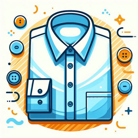 Vector illustration of shirt on colorful background with buttons and elements for designのイラスト素材