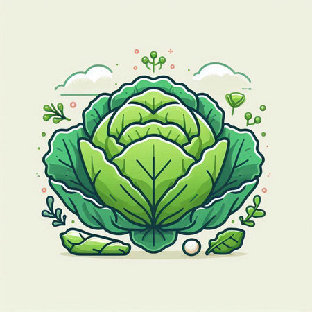 Cabbage vector illustration. Cabbage vegetable icon. Vector illustration.のイラスト素材