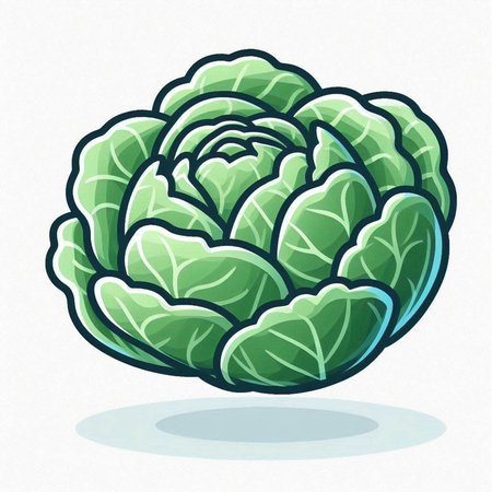 Cabbage icon. Vector illustration isolated on white background. Cartoon style.のイラスト素材