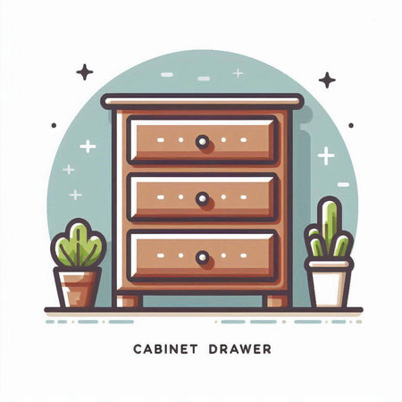 Cabinet with drawers in flat style. Vector illustration.のイラスト素材