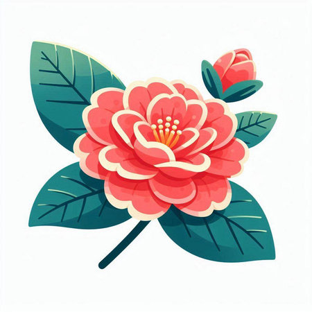 Camellia flower isolated on white background. Vector illustration.のイラスト素材