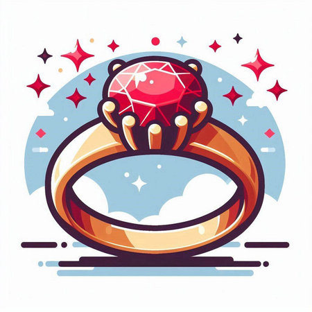 Ring with diamond on a white background, vector illustration, eps 10のイラスト素材