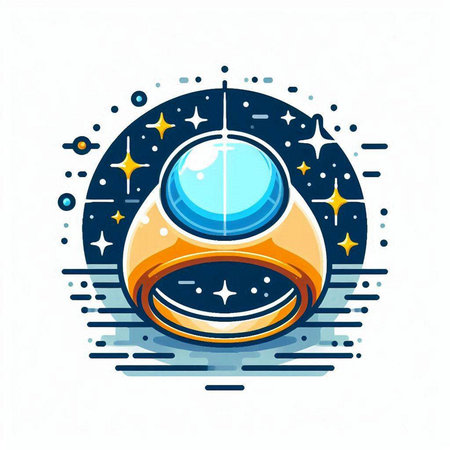 Magic ring in space with stars and planets. Vector illustration in flat style.のイラスト素材