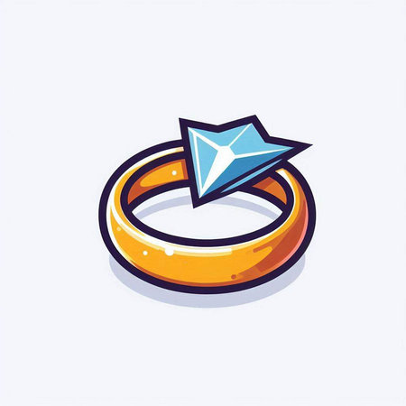 Wedding ring with diamond icon in cartoon style. Vector illustration.のイラスト素材