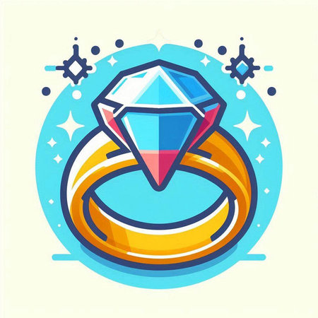 Wedding ring with diamond. Vector illustration in flat style.のイラスト素材