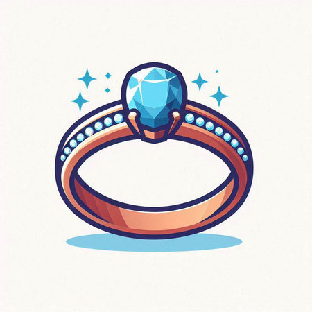 Jewelry ring with blue sapphire. Vector illustration.のイラスト素材