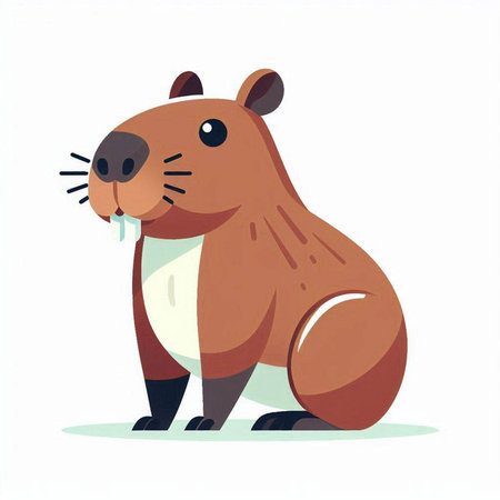 Cute cartoon beaver isolated on white background. Vector illustration.のイラスト素材