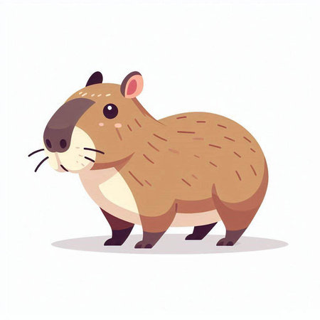 Cute cartoon beaver isolated on white background. Vector illustration.のイラスト素材