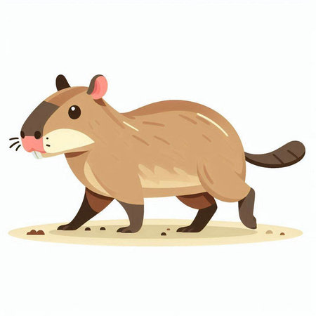 Cute beaver isolated on white background. Cartoon vector illustration.のイラスト素材