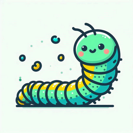 Cute cartoon caterpillar. Vector illustration isolated on white background.のイラスト素材