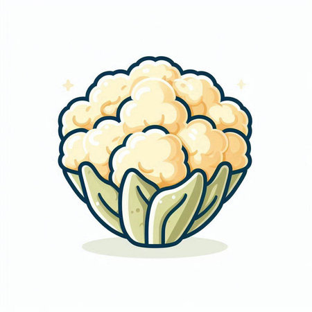 Cauliflower vector icon. Cauliflower hand drawn illustration.のイラスト素材