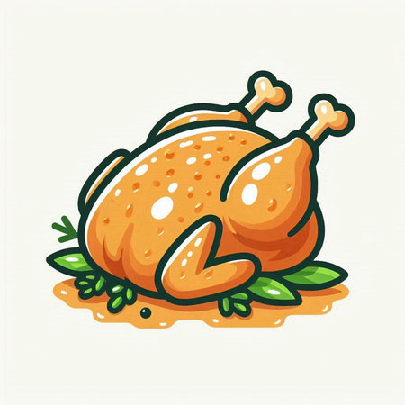 Illustration of a roasted turkey isolated on a white background, vector illustrationのイラスト素材