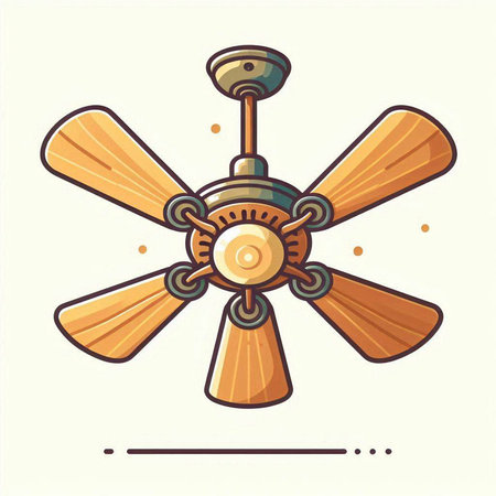 Ceiling fan icon. Vector illustration in flat design style.のイラスト素材