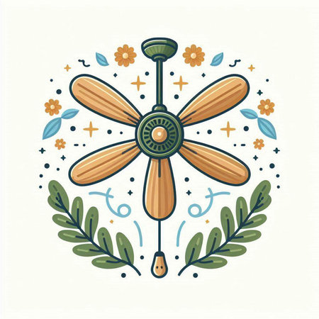Hand drawn vintage propeller with floral ornament. Vector illustration in retro style.のイラスト素材
