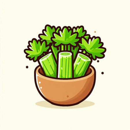 Celery in a pot. Vector illustration of celery.のイラスト素材