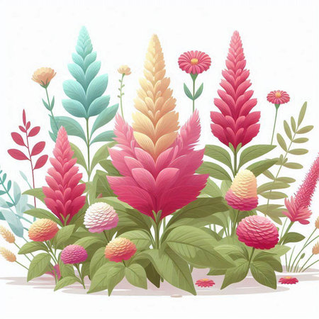 Seamless floral pattern with flowers and plants. Vector illustration.のイラスト素材