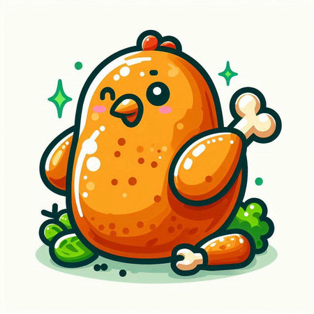 Funny cartoon chicken character. Vector illustration isolated on white background.のイラスト素材