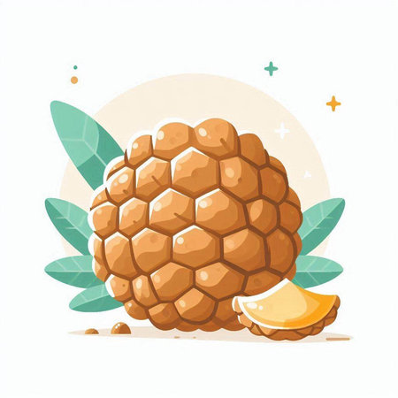 Illustration of ripe tropical fruit on white background. Vector illustration.のイラスト素材