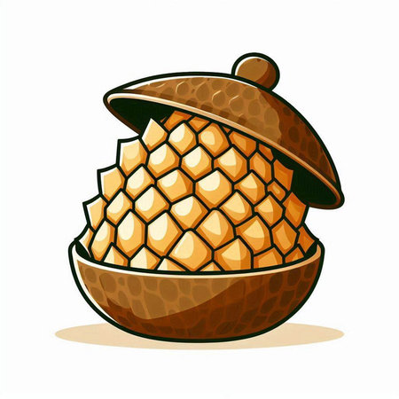 Illustration of an exotic fruit in a bowl on a white backgroundのイラスト素材