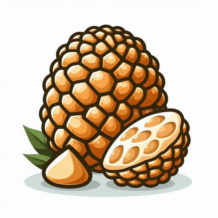 Custard apple isolated on a white background. Vector illustration.のイラスト素材