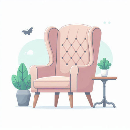 Comfortable armchair in flat style. Vector illustration on white background.のイラスト素材