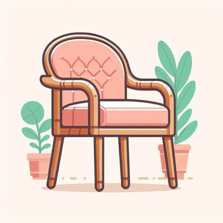 Armchair in a flat style. Vector illustration in a flat style.のイラスト素材