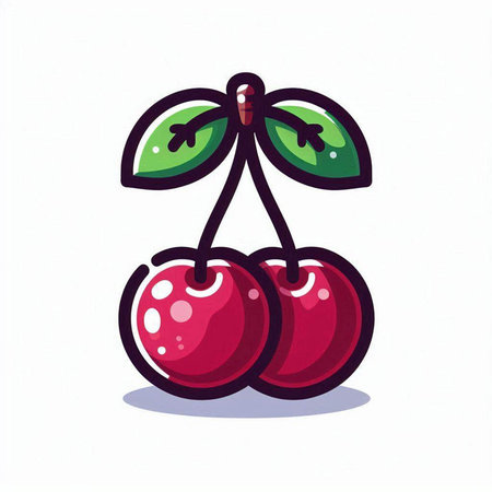 Cherry fruit cartoon vector illustration. Cute sweet cherry icon.のイラスト素材