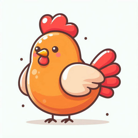 Vector illustration of a cute cartoon rooster isolated on white background.のイラスト素材